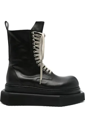 Rick Owens Sko, Herre, Sort, 43 EU, Sort Snørestøvler med lynlås