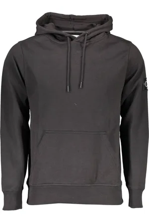 Calvin Klein Sweathshirts & Hoodies, Herre, Sort, XL, Sort hættetrøje med trykt logo