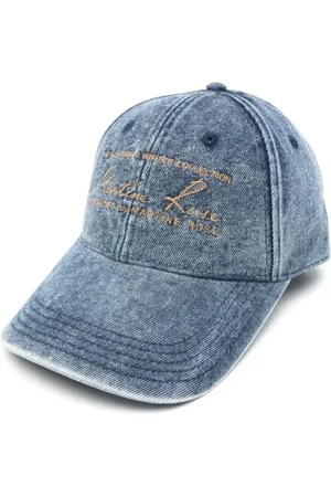 MARTINE ROSE Tilbehør, Herre, Blå, ONE SIZE, Uld, Blå Chambray Signature Cap med Guld Broderi