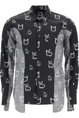 Comme des Garçons Skjorte, Herre, Sort, M, Bomuld, Grafisk Print Casual Skjorte