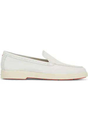 santoni Sko, Dame, Hvid, 38 1/2 EU, Læder, Hvide Læder Slip-On Loafers