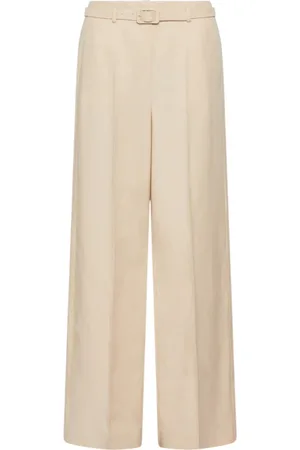 MARELLA Bukser, Dame, , S, Bomuld, Ecru Wide Leg Twill Bukser