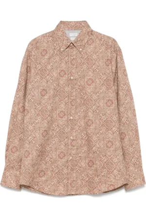 Brunello Cucinelli Skjorte, Herre, Brun, XL, Bomuld, Paisley Print Button-Down Skjorte