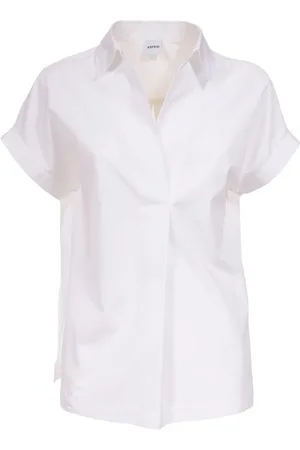 Aspesi Bluser & Skjorter, Dame, Hvid, 2XS, Bomuld, Bomuld V-hals Skjorte