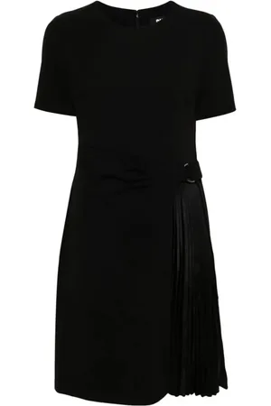 DKNY Kjole, Dame, Sort, L, Sort Midi Kjole Jewel Neck