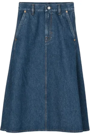 Gucci Nederdel, Dame, Blå, M, Denim, Mørkeblå Denim Midi Nederdel