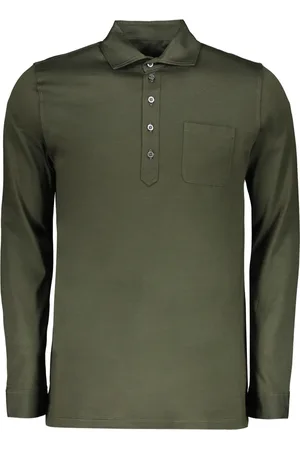 MOORER Top, Herre, Grøn, 4XL, Bomuld, Bomuldspolo med Nacre-knapper