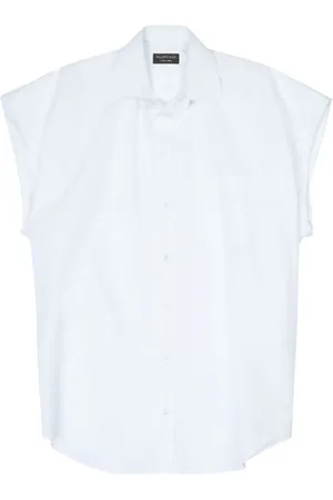 Balenciaga Bluser & Skjorter, Dame, Hvid, XS, Bomuld, Hvid Ærmeløs Button-Up Skjorte