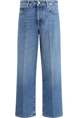 Jacob Cohen Jeans, Dame, Blå, W26, Bomuld, Bredbenet Bomuldsjeans