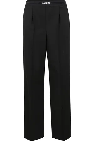 Msgm Bukser, Dame, Sort, S, Plisserede bukser med logo bælte
