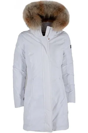 YES ZEE BY ESSENZA Frakke, Dame, Hvid, M, Nylon, Hvid Nylon Kvinder Jakke med Pels Hætte