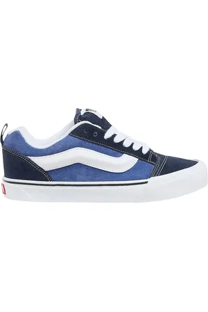 Vans Sko, unisex, Blå, 42 1/2 EU, Læder, Blå Hvid Lav Profil Sneakers