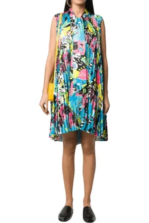 Balenciaga Kjole, Dame, Flerfarvet, S, Polyester, Neon Plisseret Skjortekjole
