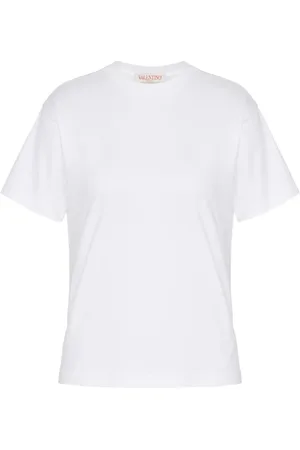 VALENTINO Top, Dame, Hvid, L, Bomuld, Hvid Bomuld Crew Neck T-Shirt