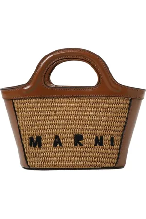 Marni Taske, Dame, Brun, ONE SIZE, Uld, Raffia Mini Trunk Taske