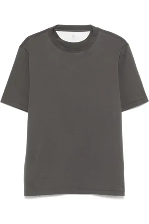 Brunello Cucinelli Top, Herre, Grøn, M, Bomuld, Olivengrøn Bomuld T-shirt med Crew Neck