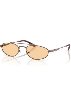 Emporio Armani Tilbehør, Herre, Brun, 54 MM, Oval Dobbelt Bro Pilot Solbriller