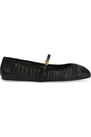 Dolce & Gabbana Sko, Dame, Sort, 39 EU, Læder, Sorte Læder Ballet Flats med Spænde