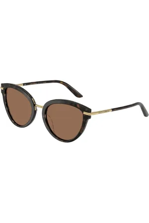 Dolce & Gabbana Tilbehør, unisex, Brun, ONE SIZE, Uld, Cat Eye Solbriller i Mørk Havana
