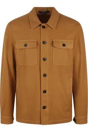 DRUMOHR Jakke, Herre, Brun, L, Cashmere, Kashmir Overshirt med Klassisk Skjortekrave