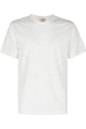 MC2 SAINT BARTH Top, Herre, Hvid, L, Hvidt hør T-shirt med broderet logo