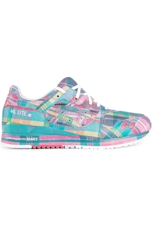 Comme des Garçons Sko, Herre, Grøn, 40 2/3 EU, Multifarvet Check Sneakers Samarbejde Snørelukning