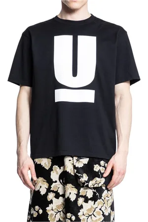 UNDERCOVER Top, Herre, Sort, 3XL, Uld, Grafisk Print T-Shirt Sort Rund Hals