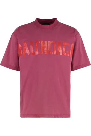 Balenciaga Top, Herre, Rød, M, Bomuld, Ribbet crew-neck T-shirt i bomuldsblanding