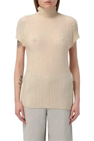 Issey Miyake Strik, Dame, , M, Polyester, Mock Neck Top Sweater