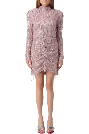 ROTATE Kjole, Dame, Lyserød, S, Sequin Mini Dress med Ruched Fringe