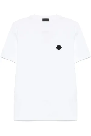 Moncler Top, Herre, Hvid, L, Bomuld, Hvid Bomuld Logo T-shirt
