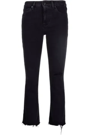 3x1 Jeans, Dame, Sort, W27, Denim, Sort Ripped Cropped Denim Jeans