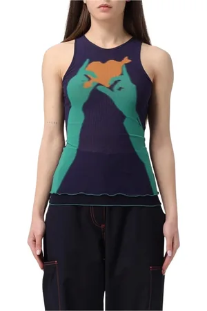 SUNNEI Top, Dame, Blå, L, Marine Grafisk Mesh Tank Top