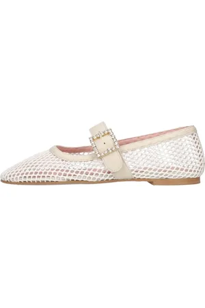 Pretty Ballerinas Sko, Dame, Hvid, 38 EU, Læder, Elegant lukkede tå balletflader med strass