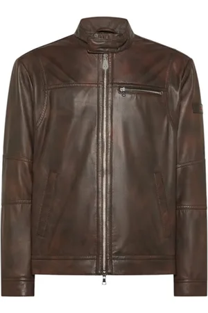Peuterey Jakke, Herre, Brun, 2XL, Læder, Vintage Læder Biker Jakke Brun