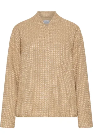MARELLA Strik, Dame, , M, Brun Bomberjakke med Lurex og Pailletter