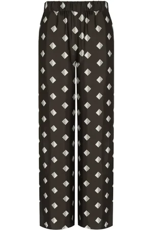 Max Mara Bukser, Dame, Brun, 2XS, Geometrisk Silke Boa Brun Bukser
