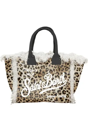 MC2 SAINT BARTH Taske, Dame, Brun, ONE SIZE, Uld, Canvas Skuldertaske med Eksklusivt Print