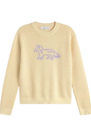Maison Kitsuné Strik, Dame, Gul, M, Bomuld, Vanilla Jersey Skjorte