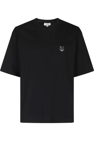Maison Kitsuné Top, Herre, Sort, M, Bomuld, Sort Oversize T-shirt med Logo