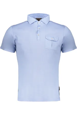 MOORER Top, Herre, Blå, 4XL, Bomuld, Bomuldspolo med Nacre-knapper