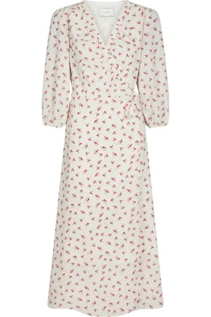 Neo Noir Kjole, Dame, , S, Polyester, Rød Wrap Kjole med Rose Print