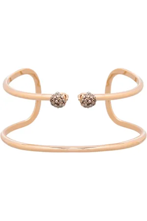 Alexander McQueen Tilbehør, Dame, Gul, S, Uld, Skull Thin Raw Bangle Armbånd Guld