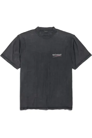 Balenciaga Top, Dame, Sort, S, Bomuld, Politisk Kampagne Broderet Jersey T-shirt