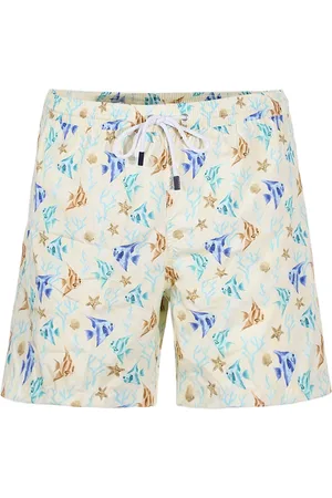 BARBA Badetøj, Herre, Flerfarvet, L, Polyester, Mønstret Himmelblå Elastisk Talje Shorts