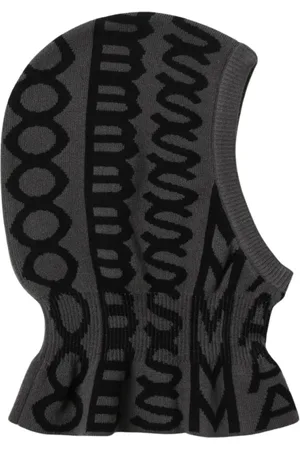 Marc Jacobs Tilbehør, Dame, Sort, ONE SIZE, Uld, Sort Geometrisk Strik Balaclava Hat