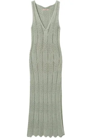 Twin-Set Kjole, Dame, Grøn, M, Polyester, Grøn Lurex Kjole med V-Hals