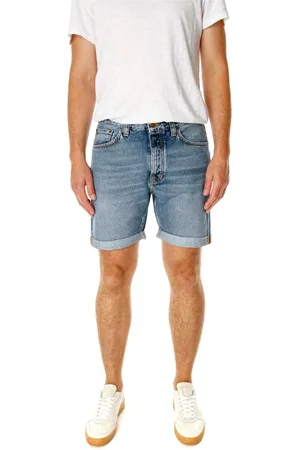Nudie Jeans Shorts, Herre, Blå, W32, Denim, Klassiske Denim Shorts med Regular Fit