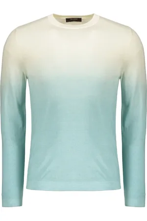 MOORER Strik, Herre, Flerfarvet, M, Uld, Ribbet uldblandings T-shirt med falmet farve