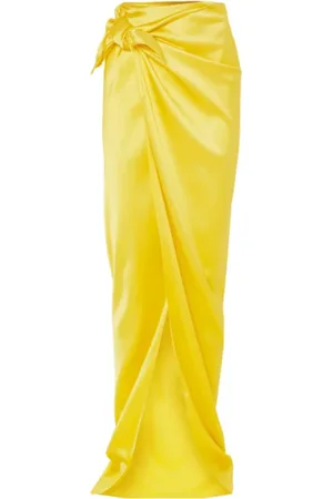 Balenciaga Nederdel, Dame, Gul, S, Satin, Gul Wrap Nederdel Stretch Satin